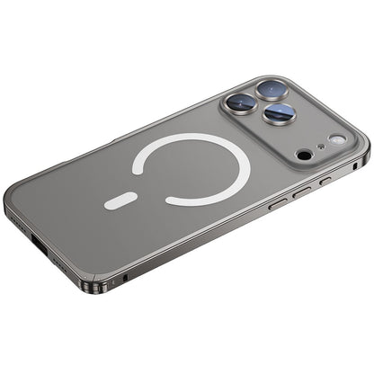 For iPhone 17 Pro Metal Clear Case Compatible with MagSafe Safety Lock Back Cover