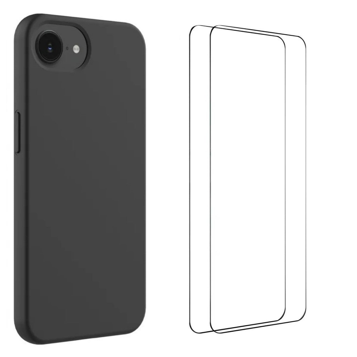 WANLONFENG For iPhone 17e / 16e Phone Case  GJ Series Liquid Silicone TPU Cover Large Cutouts with 2Pcs Screen Film