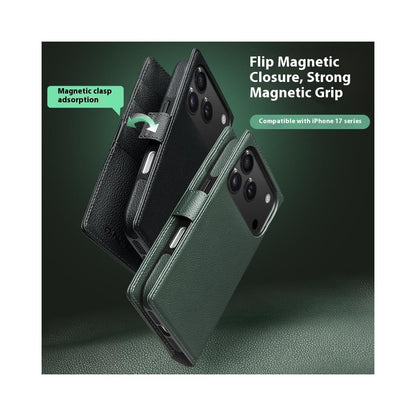 QIALINO For iPhone 17 Pro Max Detachable Wallet Case Compatible with MagSafe Genuine Cow Leather Phone Cover