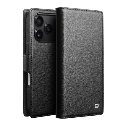 QIALINO For iPhone 17 Pro Max Detachable Wallet Case Compatible with MagSafe Genuine Cow Leather Phone Cover