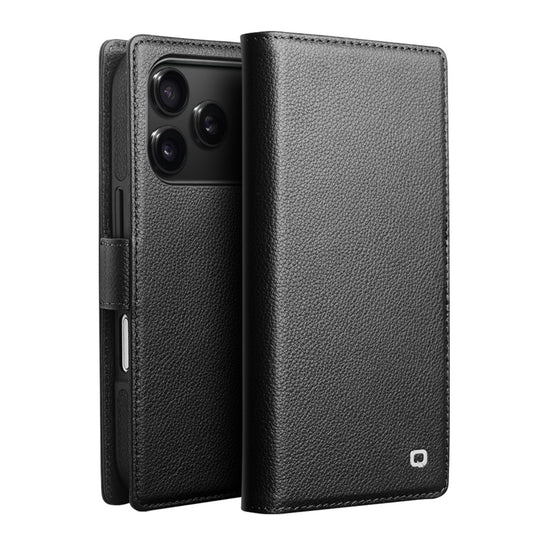 QIALINO For iPhone 17 Pro Max Detachable Wallet Case Compatible with MagSafe Genuine Cow Leather Phone Cover