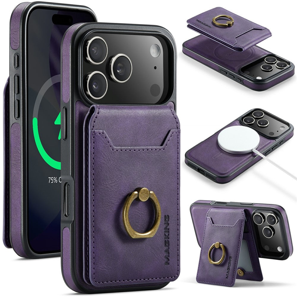 MAGKING K1 Series For 18 Pro / 17 Pro Magnetic Case PC + TPU + PU Phone Cover with Card Holder