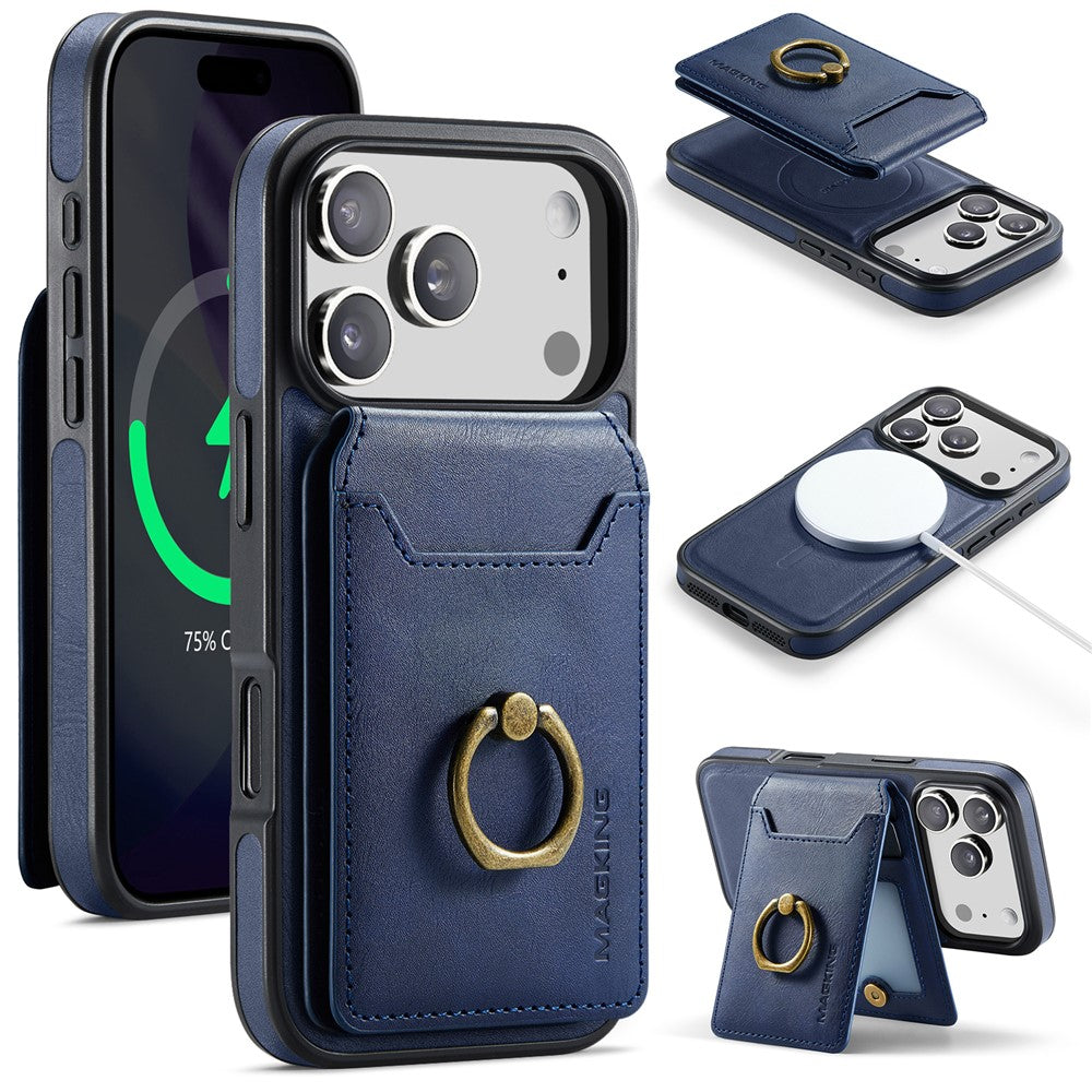 MAGKING K1 Series For 18 Pro / 17 Pro Magnetic Case PC + TPU + PU Phone Cover with Card Holder