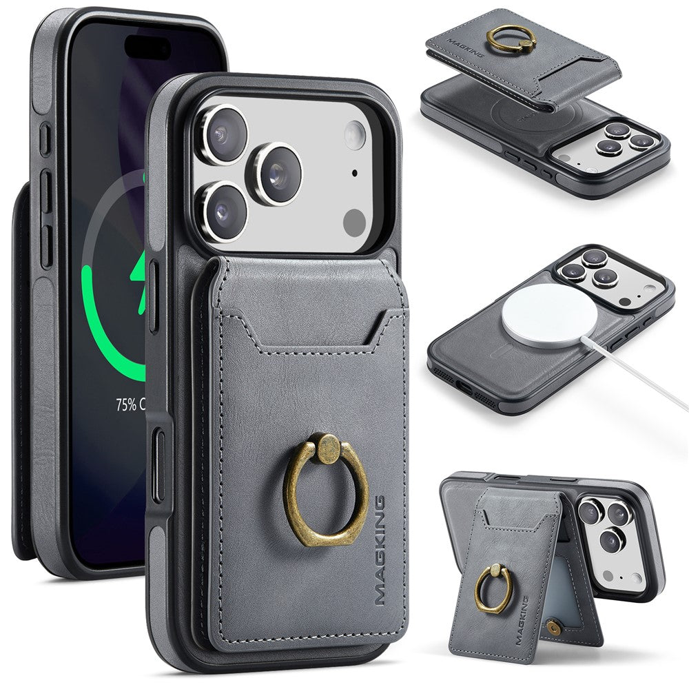 MAGKING K1 Series For 18 Pro / 17 Pro Magnetic Case PC + TPU + PU Phone Cover with Card Holder