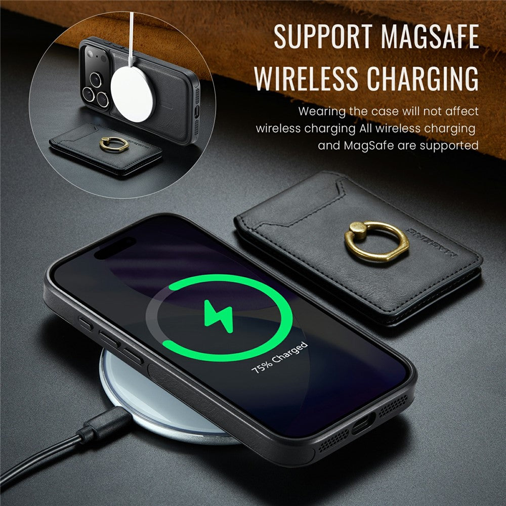 MAGKING K1 Series For iPhone 17 Pro Max Magnetic Case PC + TPU + PU Phone Cover with Card Holder