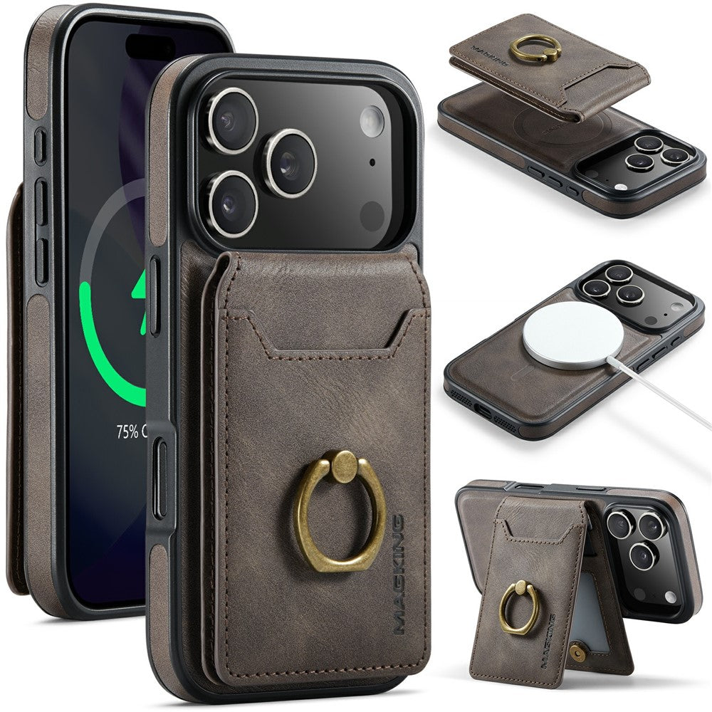 MAGKING K1 Series For iPhone 17 Pro Max Magnetic Case PC + TPU + PU Phone Cover with Card Holder