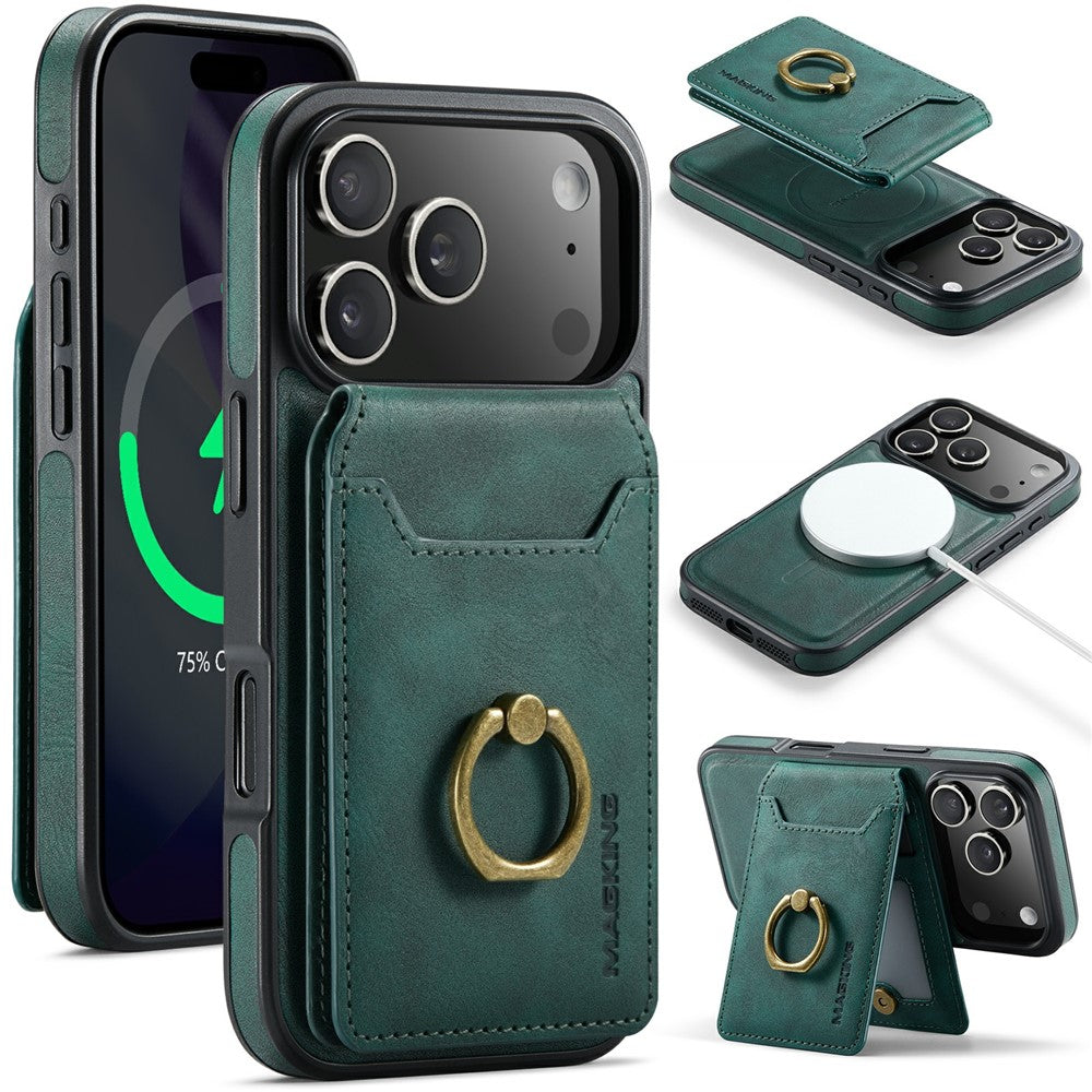 MAGKING K1 Series For iPhone 17 Pro Max Magnetic Case PC + TPU + PU Phone Cover with Card Holder