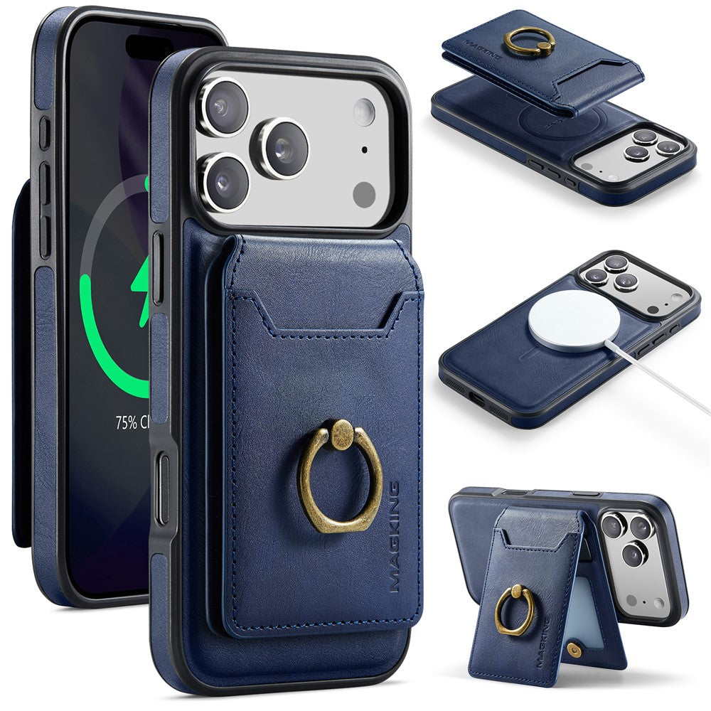 MAGKING K1 Series For iPhone 17 Pro Max Magnetic Case PC + TPU + PU Phone Cover with Card Holder