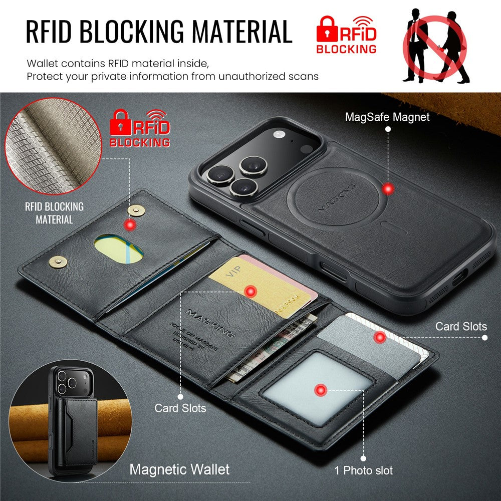 MAGKING K2 Series For iPhone 17 Pro Max Case Compatible with MagSafe PC + TPU + PU Phone Cover