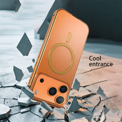 For iPhone 17 Pro Max Case Metal TPU Frame PC Back Phone Cover Compatible with MagSafe