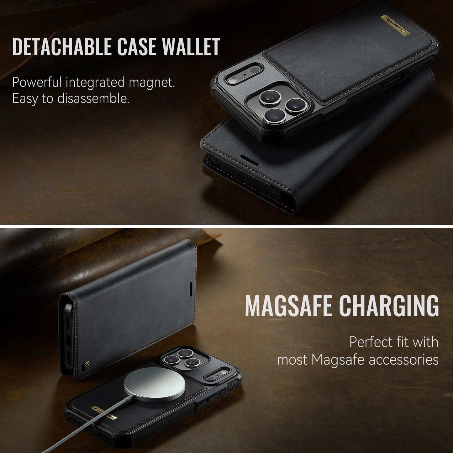 CASEME For iPhone 17 Pro Case  C49 Compatible with MagSafe RFID Blocking Detachable Wallet Leather Phone Cover