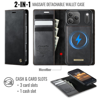 CASEME For iPhone 17 Pro Case  C49 Compatible with MagSafe RFID Blocking Detachable Wallet Leather Phone Cover