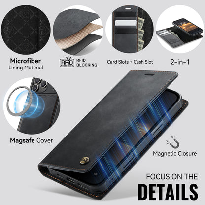 CASEME For iPhone 17 Pro Case  C49 Compatible with MagSafe RFID Blocking Detachable Wallet Leather Phone Cover
