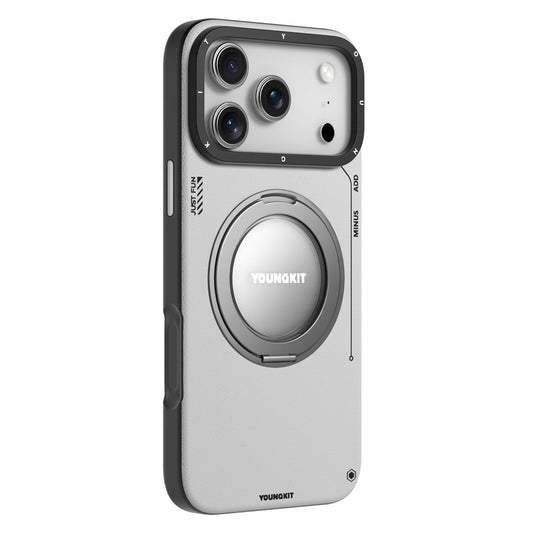 YOUNGKIT For iPhone 17 Pro Case Rotating Kickstand Shockproof TPU + PU Leather Phone Back Cover