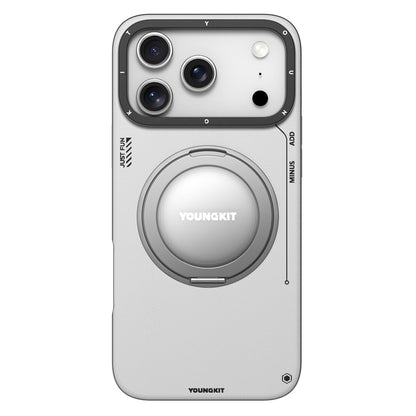 YOUNGKIT For iPhone 17 Pro Case Rotating Kickstand Shockproof TPU + PU Leather Phone Back Cover