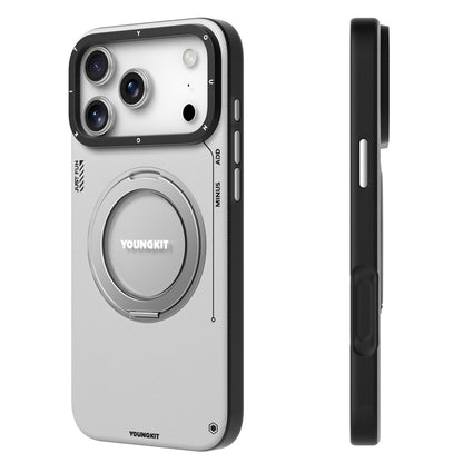 YOUNGKIT For iPhone 17 Pro Case Rotating Kickstand Shockproof TPU + PU Leather Phone Back Cover