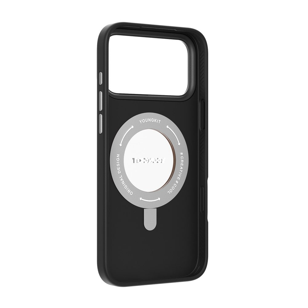 YOUNGKIT For iPhone 17 Pro Case Rotating Kickstand Shockproof TPU + PU Leather Phone Back Cover