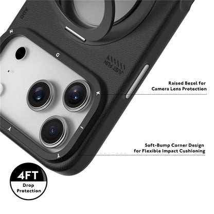 YOUNGKIT For iPhone 17 Pro Case Rotating Kickstand Shockproof TPU + PU Leather Phone Back Cover