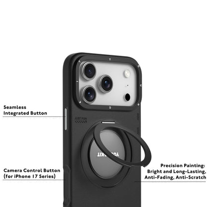 YOUNGKIT For iPhone 17 Pro Case Rotating Kickstand Shockproof TPU + PU Leather Phone Back Cover