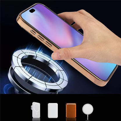 For iPhone 18 Pro / 17 Pro Magnetic Phone Case Glitter Electroplated TPU Frame PC Back Cover
