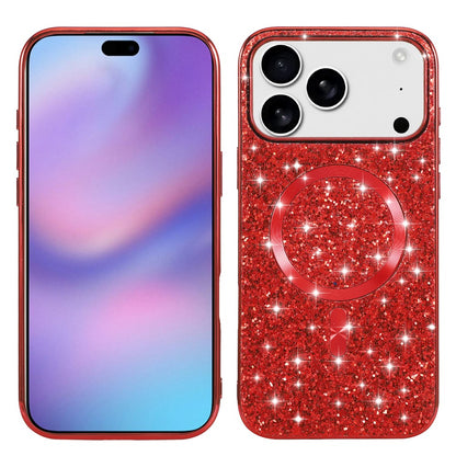 For iPhone 18 Pro / 17 Pro Magnetic Phone Case Glitter Electroplated TPU Frame PC Back Cover