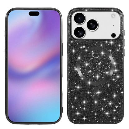 For iPhone 18 Pro / 17 Pro Magnetic Phone Case Glitter Electroplated TPU Frame PC Back Cover