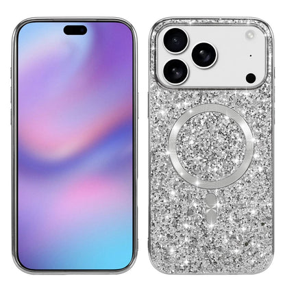 For iPhone 18 Pro / 17 Pro Magnetic Phone Case Glitter Electroplated TPU Frame PC Back Cover