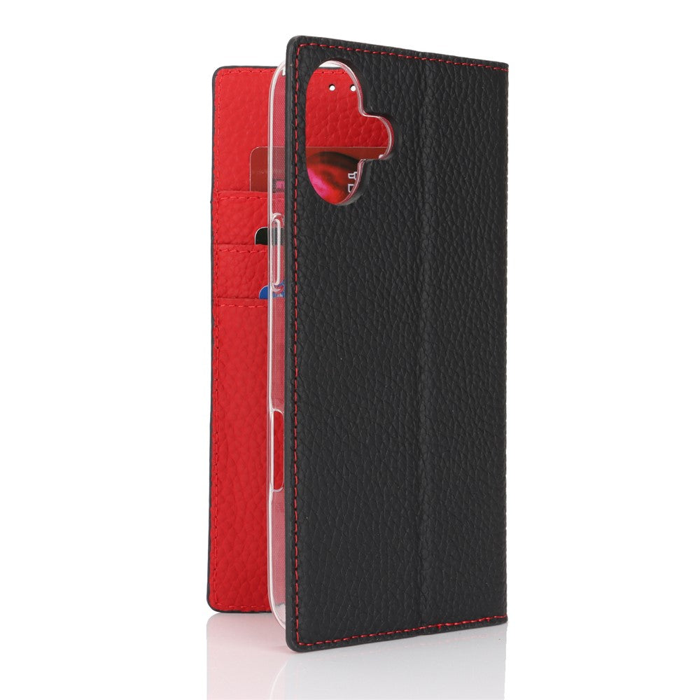 For iPhone 17 Wallet Case Genuine Cow Leather Phone Cover Litchi Texture