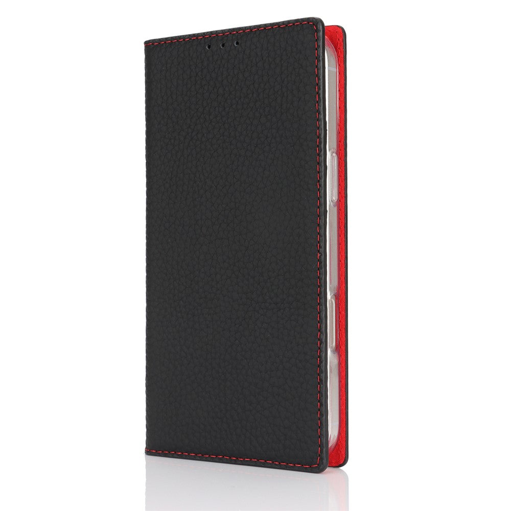 For iPhone 17 Wallet Case Genuine Cow Leather Phone Cover Litchi Texture