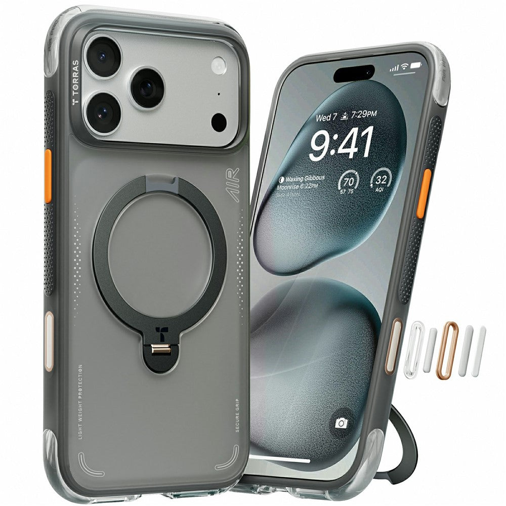 TORRAS Ostand Q3 Air Series For iPhone 17 Pro Case with Kickstand Compatible with MagSafe Shockproof PC + TPU Phone Cover