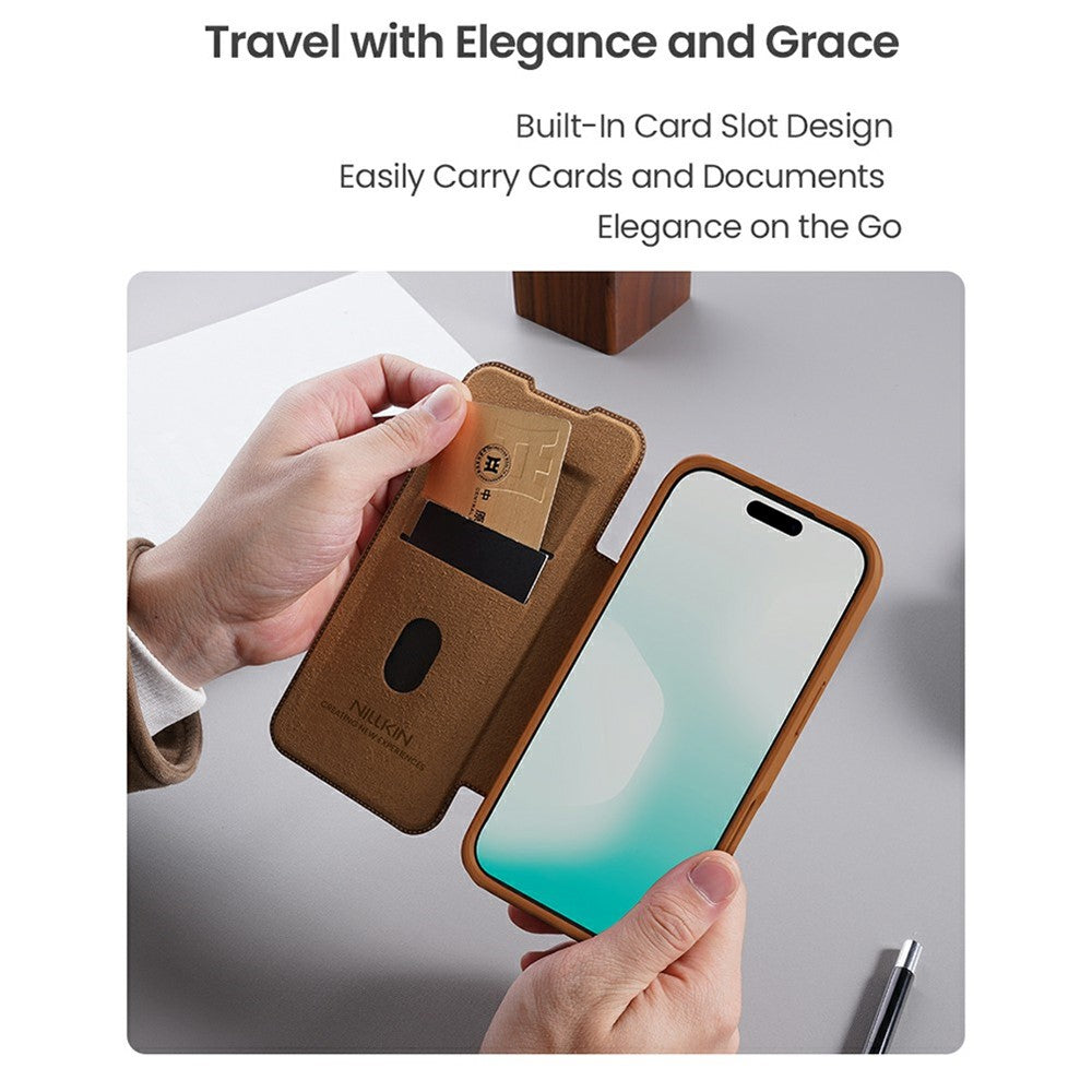NILLKIN Qin Pro Series for iPhone 17 Case with Card Slots Leather Phone Cover