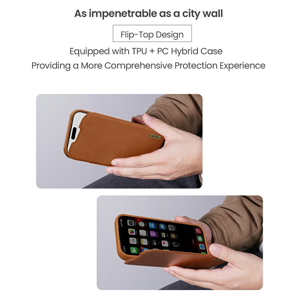 NILLKIN Qin Pro Series for iPhone 17 Case with Card Slots Leather Phone Cover