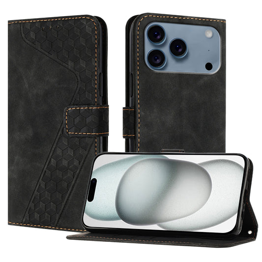 For iPhone 17 Pro Leather Case 7-Shaped Pattern Wallet Stand Shockproof Phone Cover