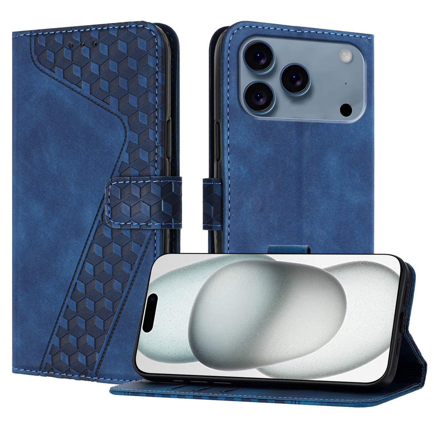 For iPhone 17 Pro Leather Case 7-Shaped Pattern Wallet Stand Shockproof Phone Cover
