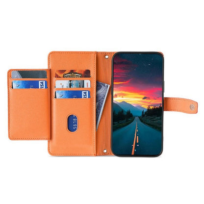 For iPhone 17 Pro Max Leather Case Zipper Pocket Wallet Phone Cover with 2 Straps