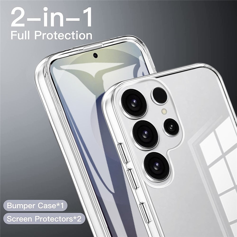 For Samsung Galaxy S25 Ultra Case TPU Frame Clear Acrylic Back Phone Cover with PET Film