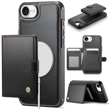JEEHOOD For iPhone 17e / 16e Case  J09 RFID Blocking Card Holder Leather Back Phone Cover Compatible with MagSafe