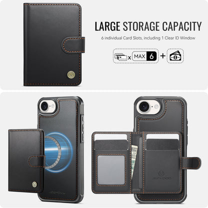 JEEHOOD For iPhone 17e / 16e Case  J09 RFID Blocking Card Holder Leather Back Phone Cover Compatible with MagSafe