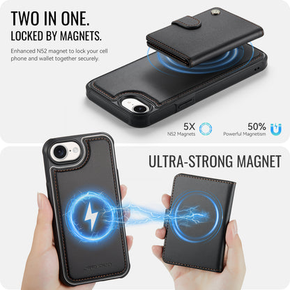 JEEHOOD For iPhone 17e / 16e Case  J09 RFID Blocking Card Holder Leather Back Phone Cover Compatible with MagSafe