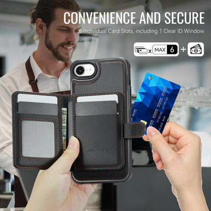JEEHOOD For iPhone 17e / 16e Case  J09 RFID Blocking Card Holder Leather Back Phone Cover Compatible with MagSafe