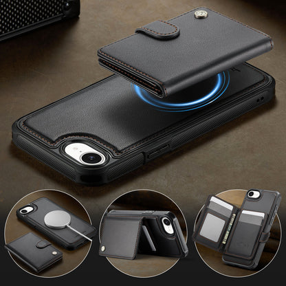 JEEHOOD For iPhone 17e / 16e Case  J09 RFID Blocking Card Holder Leather Back Phone Cover Compatible with MagSafe