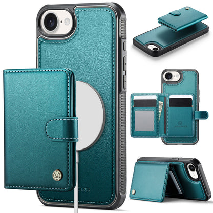 JEEHOOD For iPhone 17e / 16e Case  J09 RFID Blocking Card Holder Leather Back Phone Cover Compatible with MagSafe