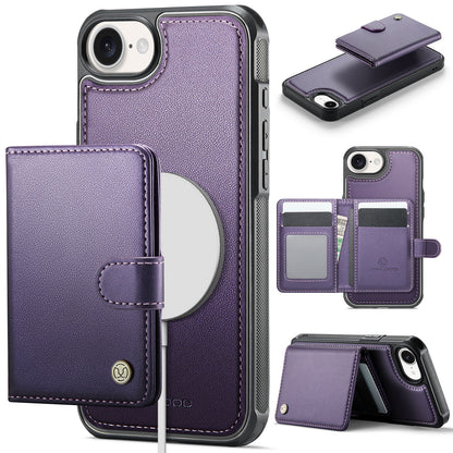 JEEHOOD For iPhone 17e / 16e Case  J09 RFID Blocking Card Holder Leather Back Phone Cover Compatible with MagSafe