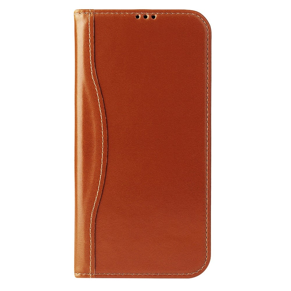 FIERRE SHANN For iPhone 17 Pro Case Wallet Stitching Craft Genuine Cow Leather Phone Cover