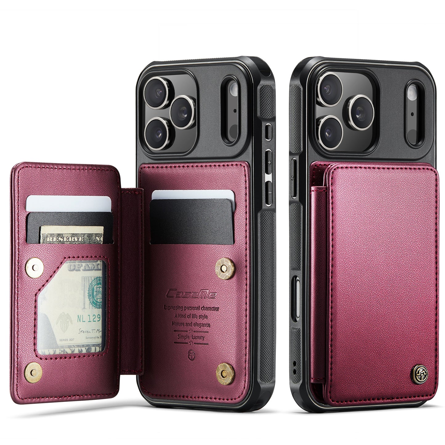 CASEME For iPhone 17 Pro Case with RFID Blocking 5 Card Slots  C22 Leather Back Cover