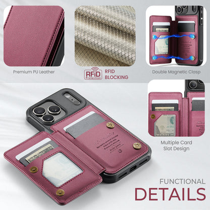 CASEME For iPhone 17 Pro Case with RFID Blocking 5 Card Slots  C22 Leather Back Cover