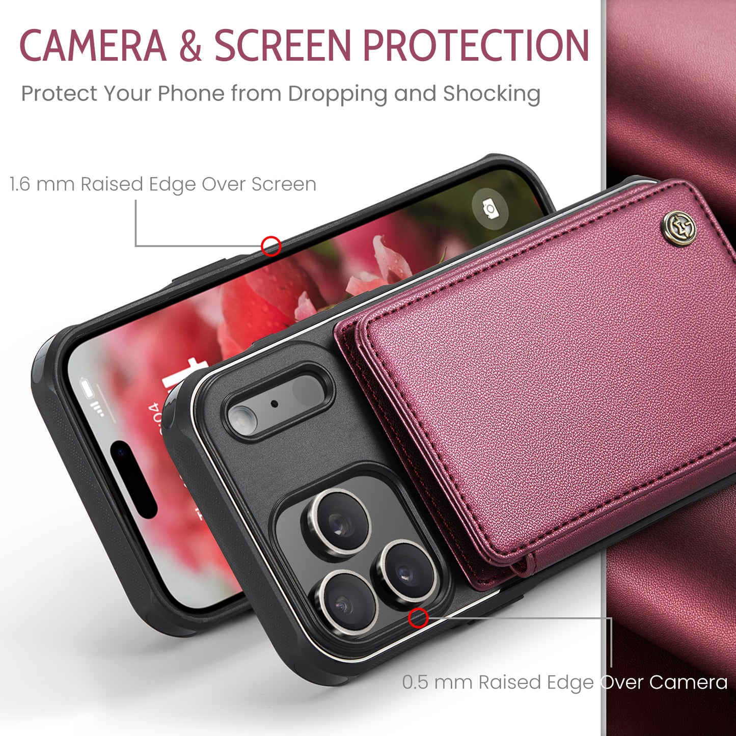 CASEME For iPhone 17 Pro Case with RFID Blocking 5 Card Slots  C22 Leather Back Cover