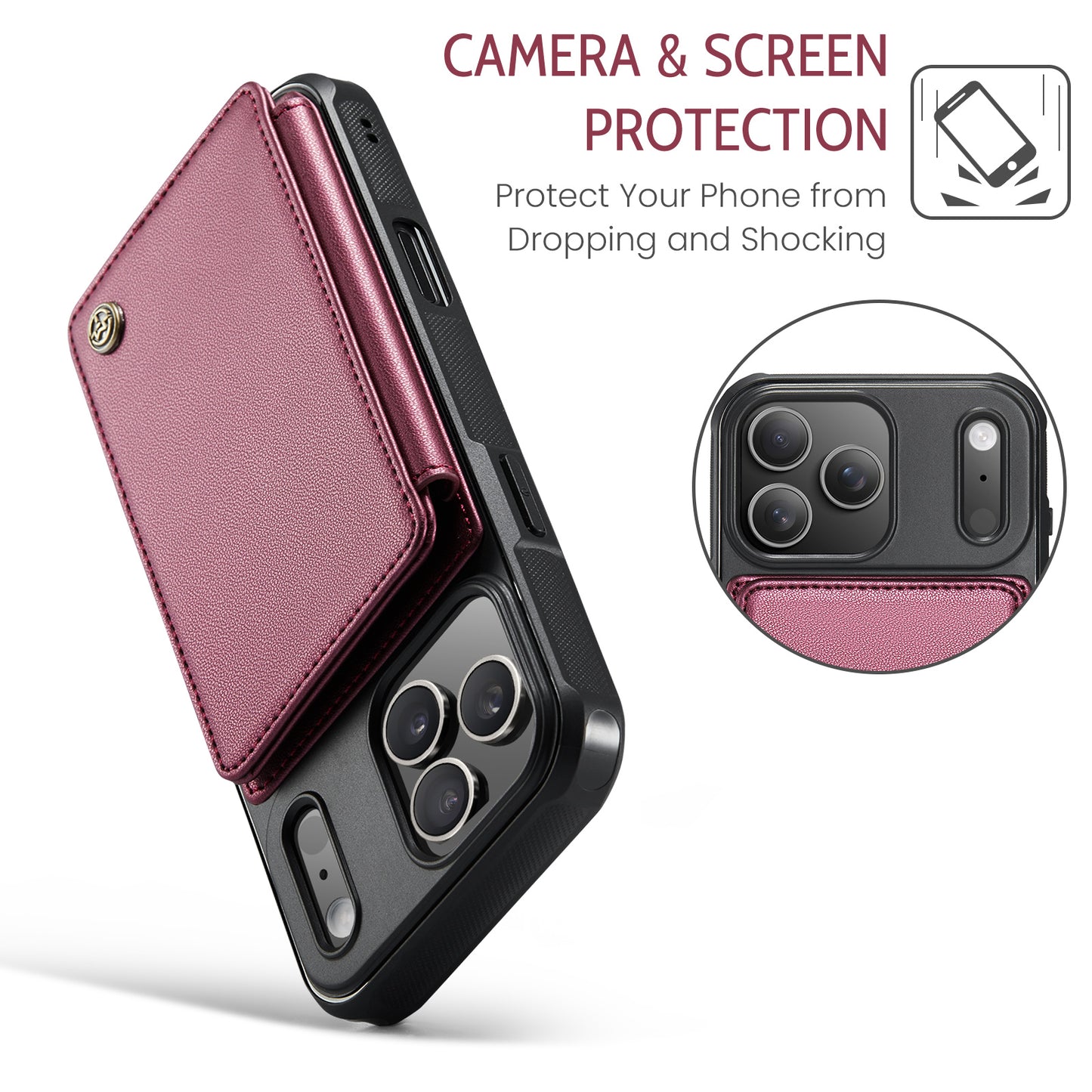 CASEME For iPhone 17 Pro Case with RFID Blocking 5 Card Slots  C22 Leather Back Cover