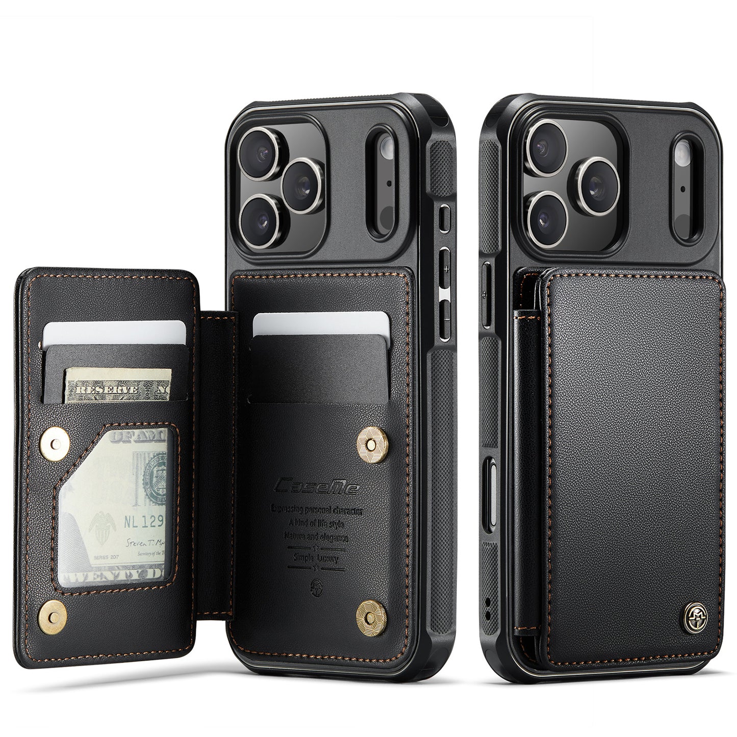 CASEME For iPhone 17 Pro Case with RFID Blocking 5 Card Slots  C22 Leather Back Cover