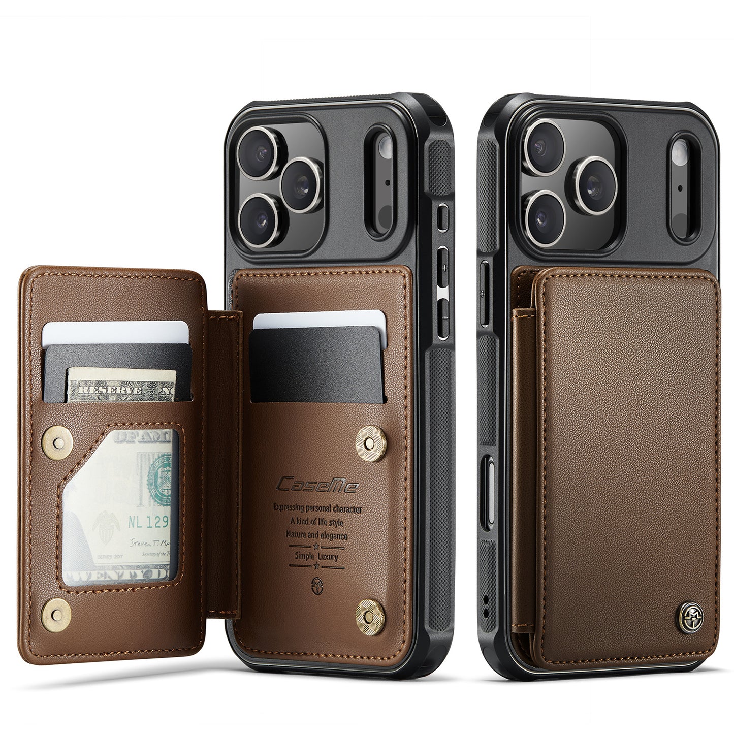 CASEME For iPhone 17 Pro Case with RFID Blocking 5 Card Slots  C22 Leather Back Cover